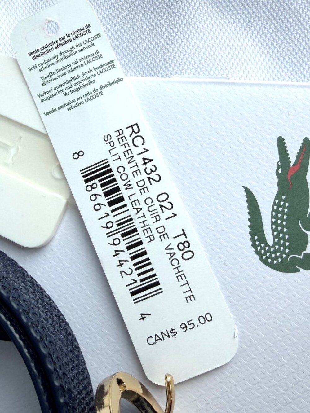 NWT - LACOSTE - Blue Cow leather belt 80/32 - Picture 4 of 7